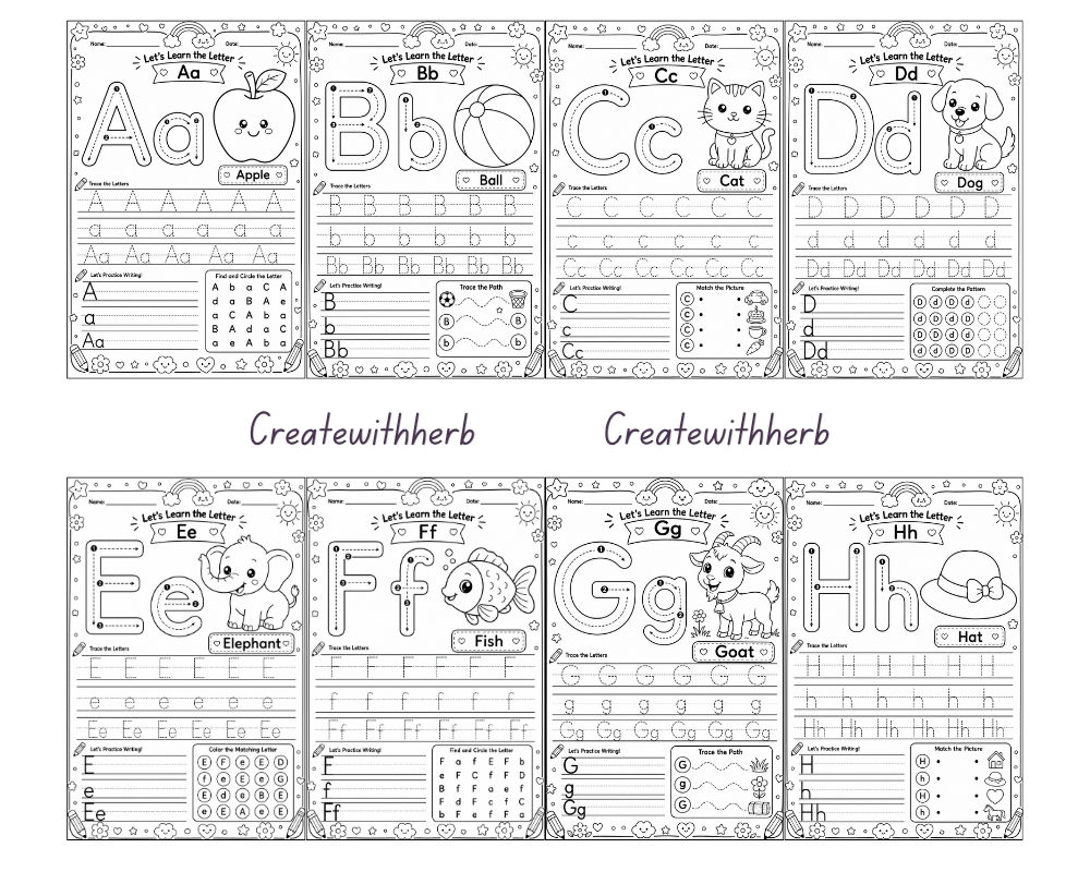 100 Alphabet Adventure Tracing Worksheet Prompts - Image 3