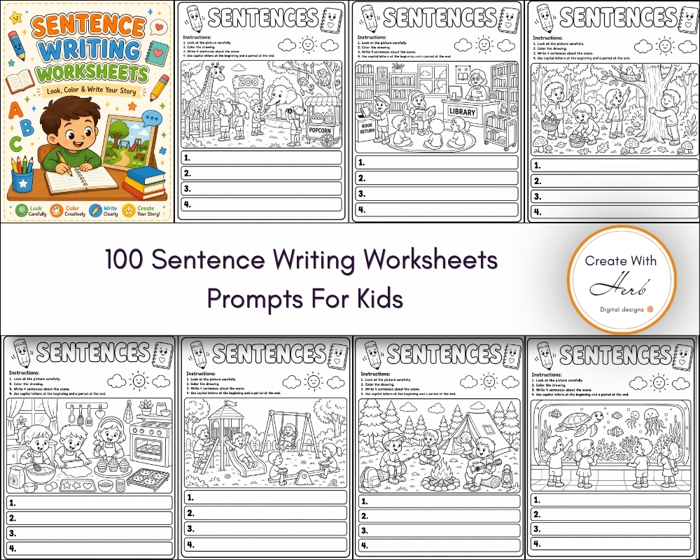 100 Sentence Writing Worksheets Prompts