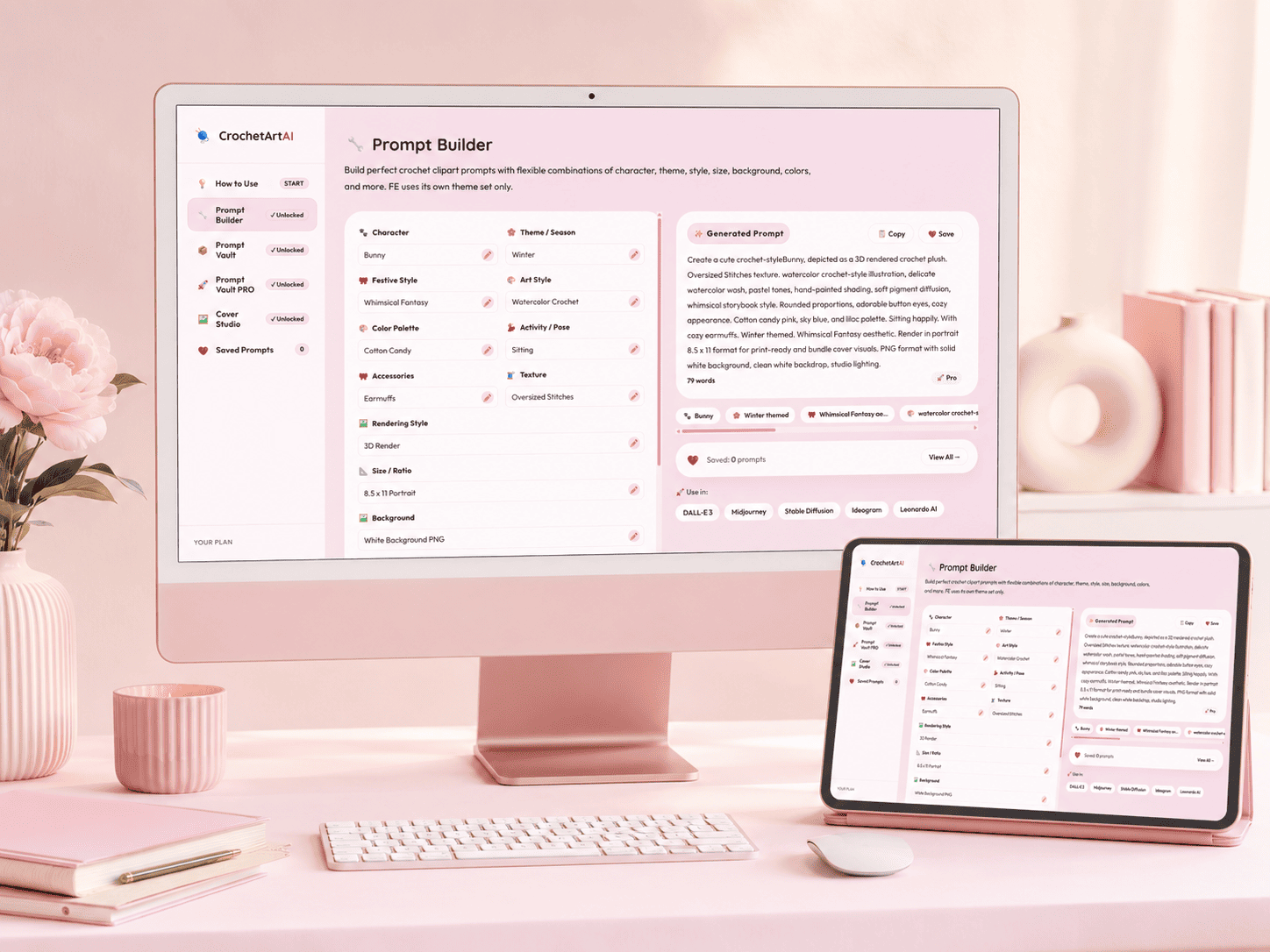 Crochet Art Prompt Builder interface preview